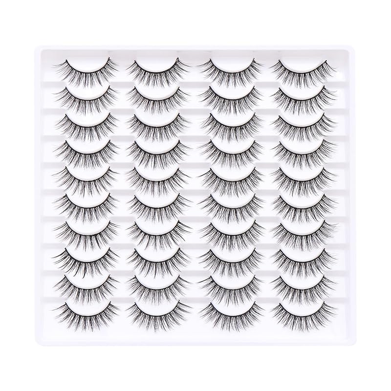 Azenlo Cílios Postiços Estilo Cat Eye 3D 14 mm, 20 Pares, Style 20-059
