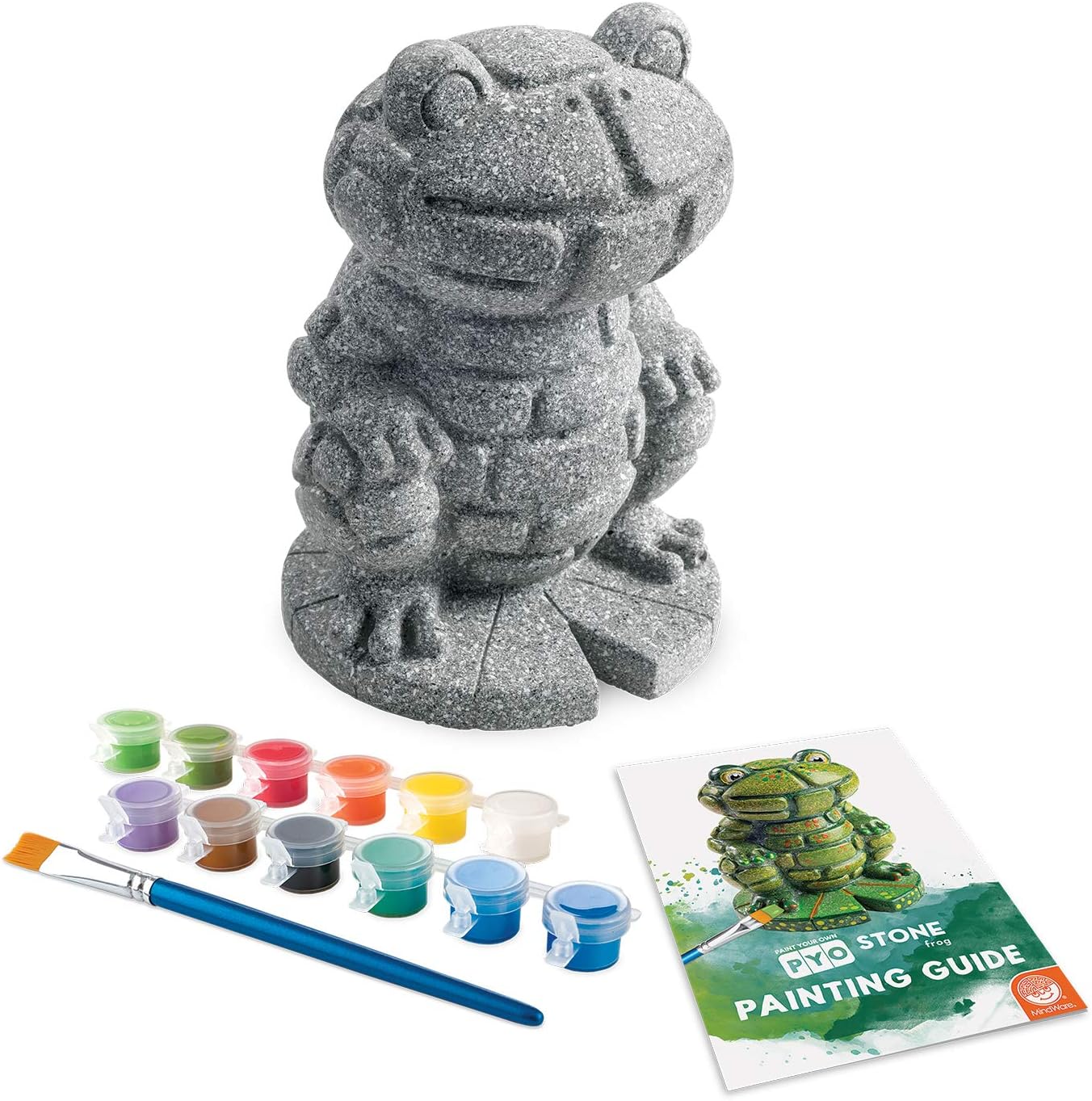 MindWare Paint Your Own Mosaic Frog - Craft Kit Includes Weather-Resistant Stone Frog, Paint and Brush - Ages 8 and Up