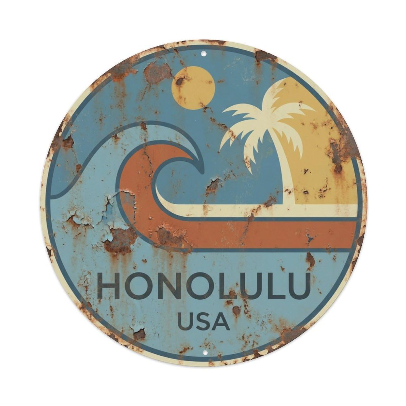 Este 8X8inch Style Vintage Travel Honolulu Hawaii Essence Metal Tin Sign