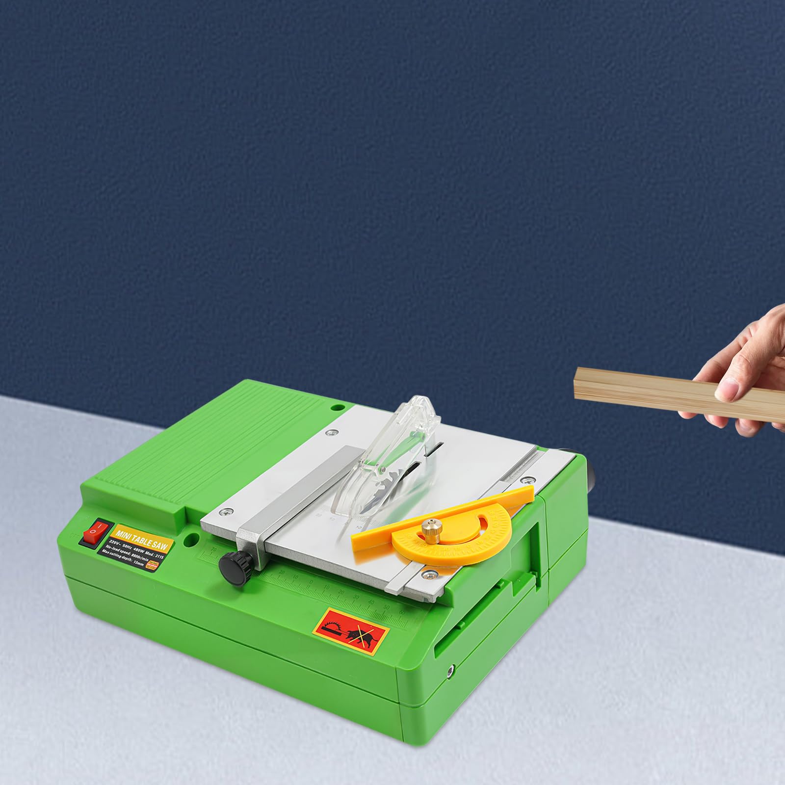 Mini sierra circular de mesa 480 W - Sierra de mesa eléctrica con 8800 RPM - Para madera, metal y plástico - Plato de mesa multifuncional para cortar, pulir y grabar - Diseño portátil para