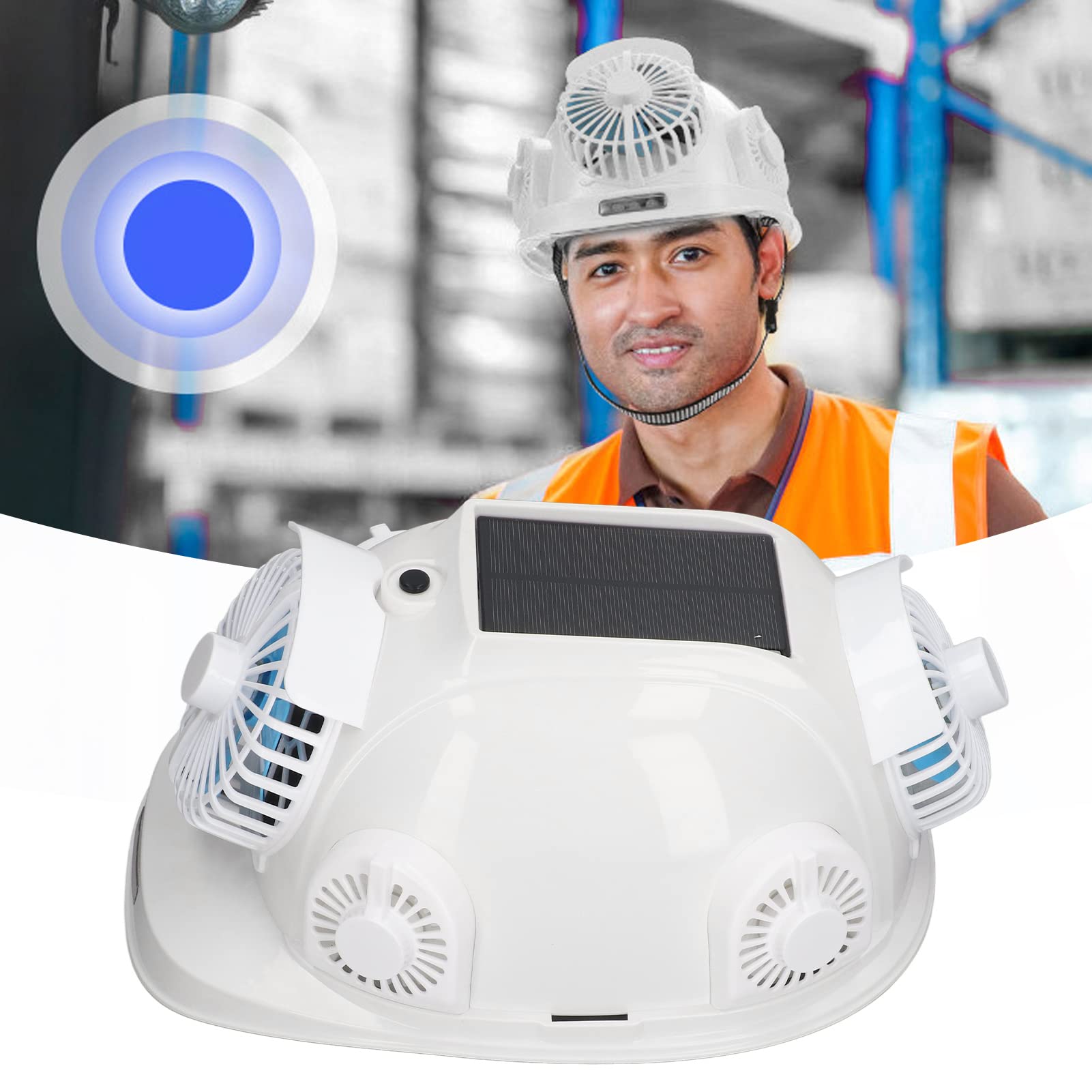 Casco duro con energía solar con 6 ventiladores de refrigeración y faro LED para trabajo nocturno, casco de seguridad de construcción ventilado