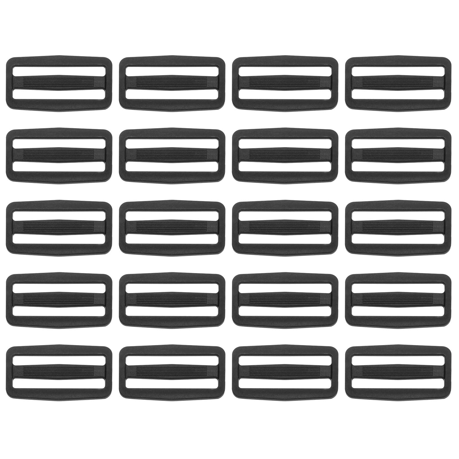PATIKIL 38mm Tri-Glide Slide Buckles, 20 Pack Plastic Webbing Strap Fastener for Backpack Bag Belt Black