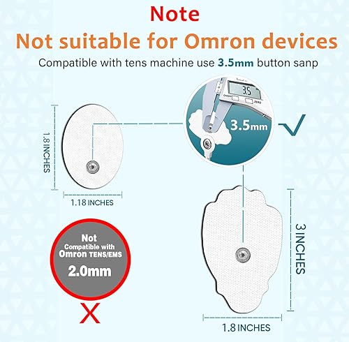 Miniatura 2 de TENS - Almohadillas de repuesto para unidades TENS, 22 unidades, electrodos de varios tamaños, almohadillas de unidad TENS, reutilizables, 35-50