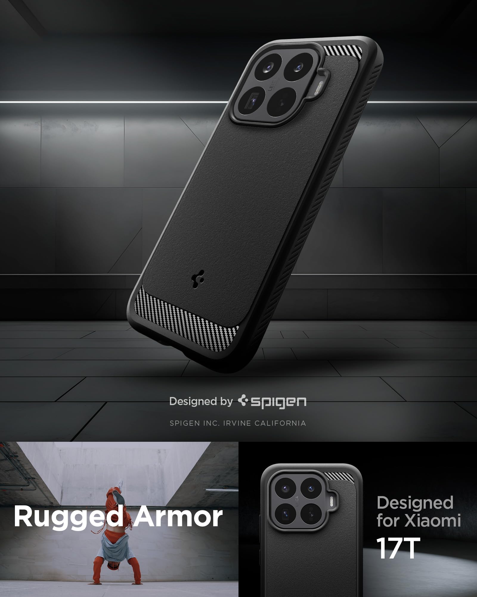 Spigen Rugged Armor Case for Xiaomi 17T, Matte Black — Amazon image 2