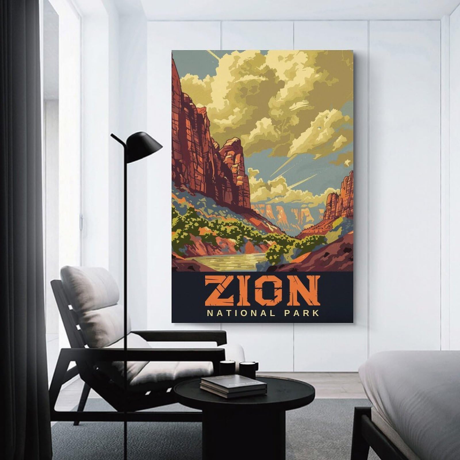 Junmoney Decorative Wall Artwork Zion National Park Poster, 24x36inch(60x90cm), for New Homes, Bedrooms Or Workspaces, Canvas Artwork with Gifting Potential