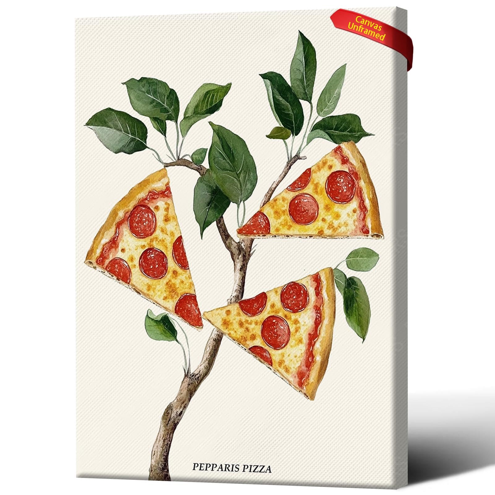 LAGSJUR Food Plant Art Pizza Tree Poster Kitchen Wall Decor Unframed Whimsical Room Decor Aesthetics 12X18 inch