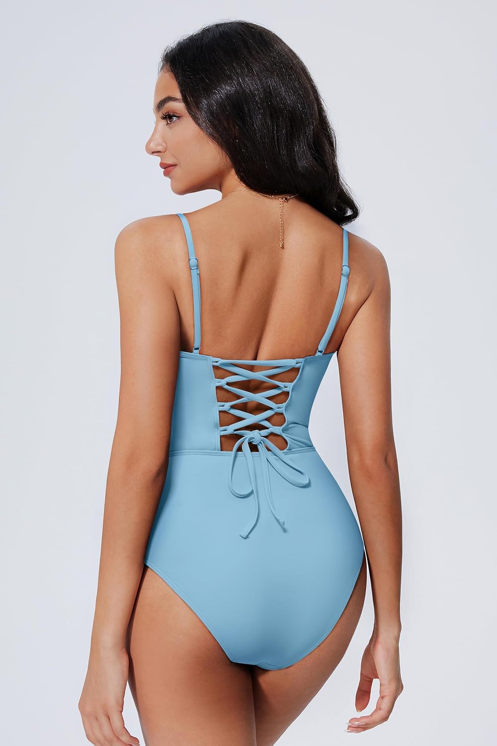 SUUKSESS Women One Piece Tummy Control Swimsuit Crisscross Backless Bathing Suit thumbnail