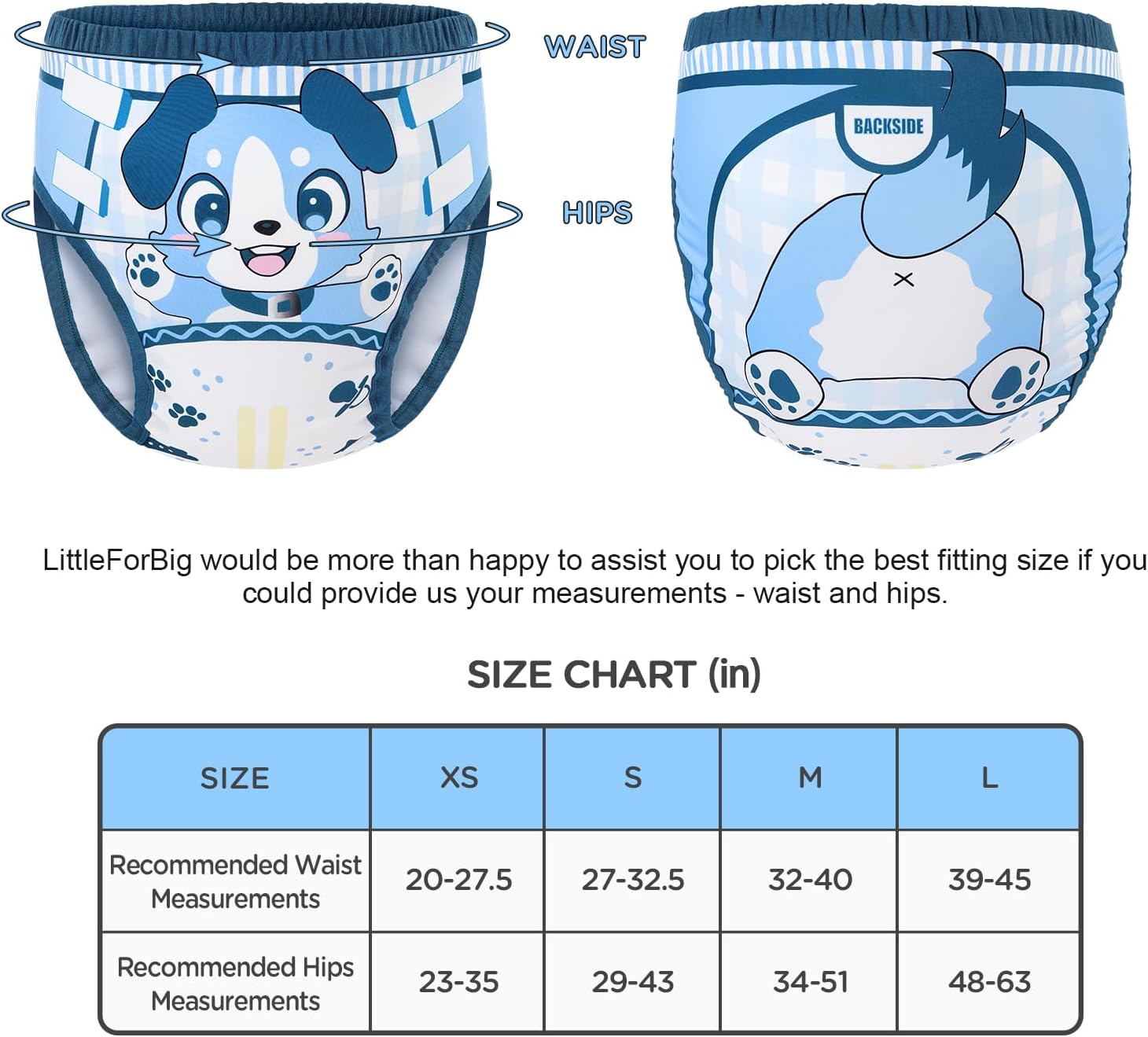 Littleforbig Soft Silky Underwear Comfortable Washable Reusable Adult Training Pants - Little Blue M - Image 5