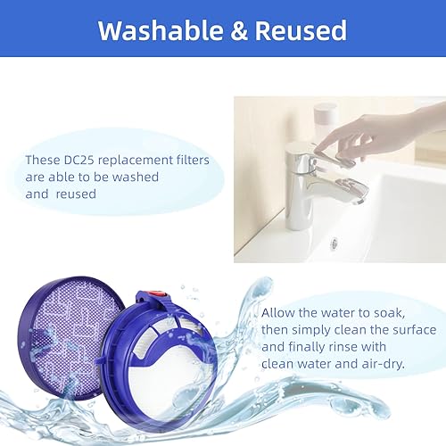 Miniatura 5 de Filtro DC25 de repuesto para aspiradora Dyson DC25, parte prefiltro #919171-02, filtro HEPA poste, parte #916188-06 (juego de 2)