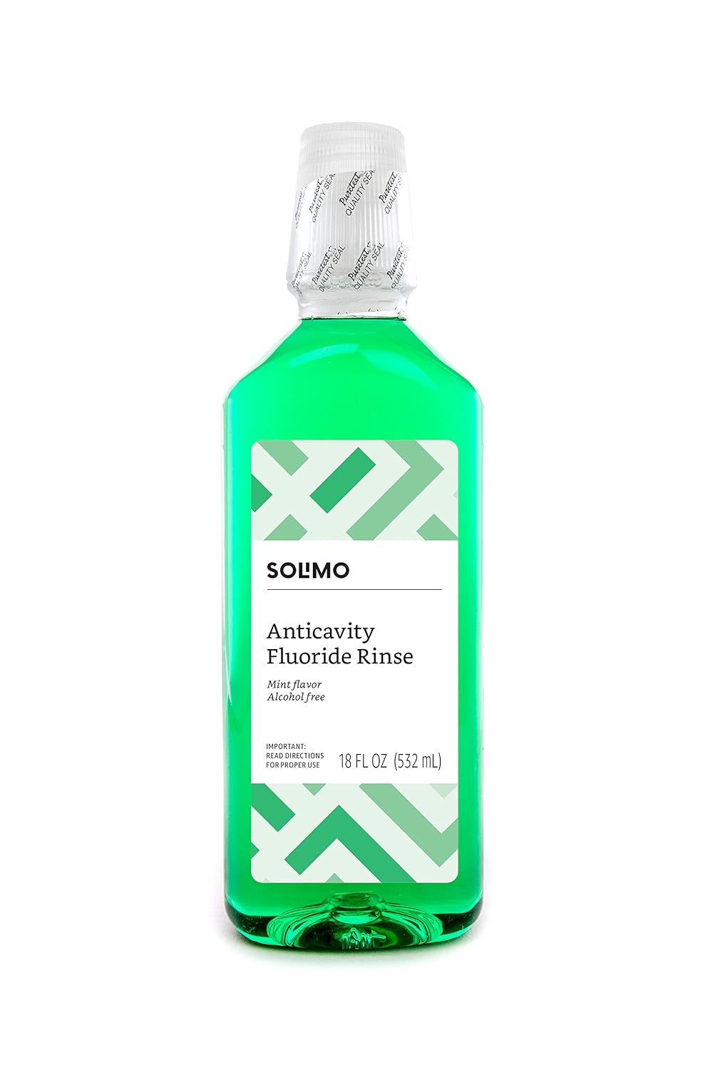 Amazon Brand - Solimo Anticavity Fluoride Rinse, Alcohol Free, Mint, 18 Fluid Ounces, Pack of 4