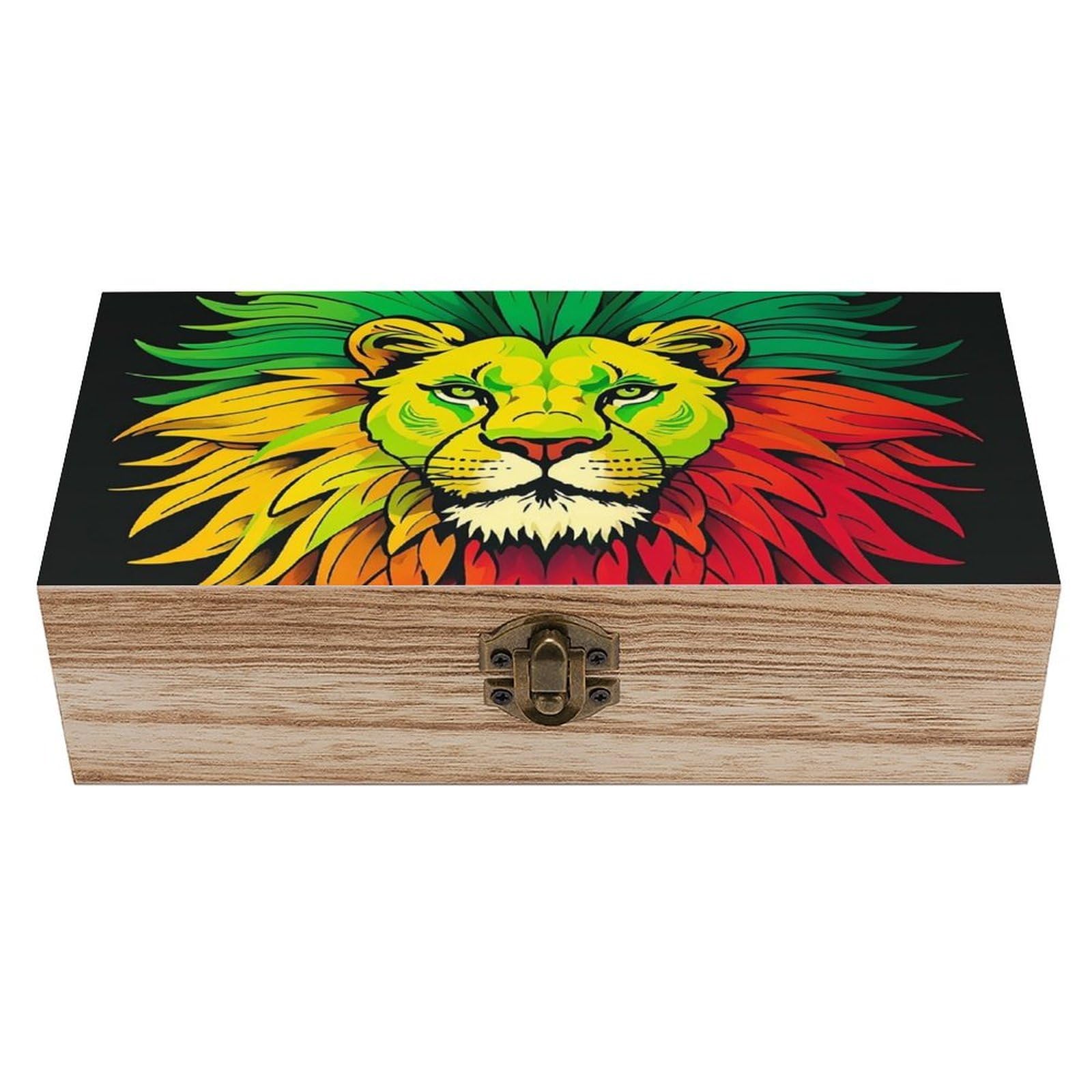 Lion's Head Majestic Wooden Keepsake Box with Hinged Lid Handmade Memory Box for Wedding Keepsakes Crafts Jewelry Photos Elegant Decorative Storage Boxes Ideal Bridal Shower Gift