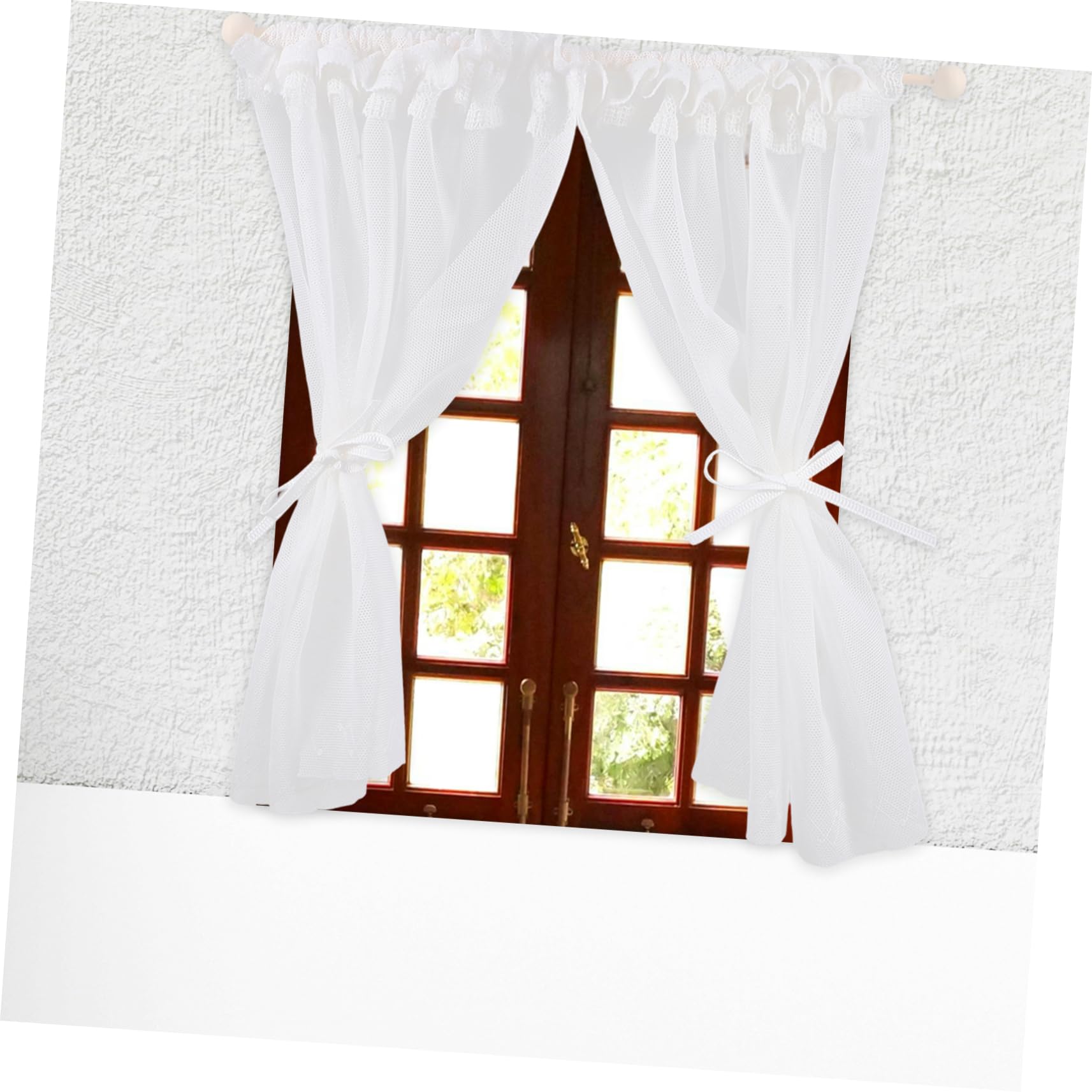 Melody Jane Dollhouse White Lace Double Drape Curtains – Miniature Accessory For 1:12 Scale