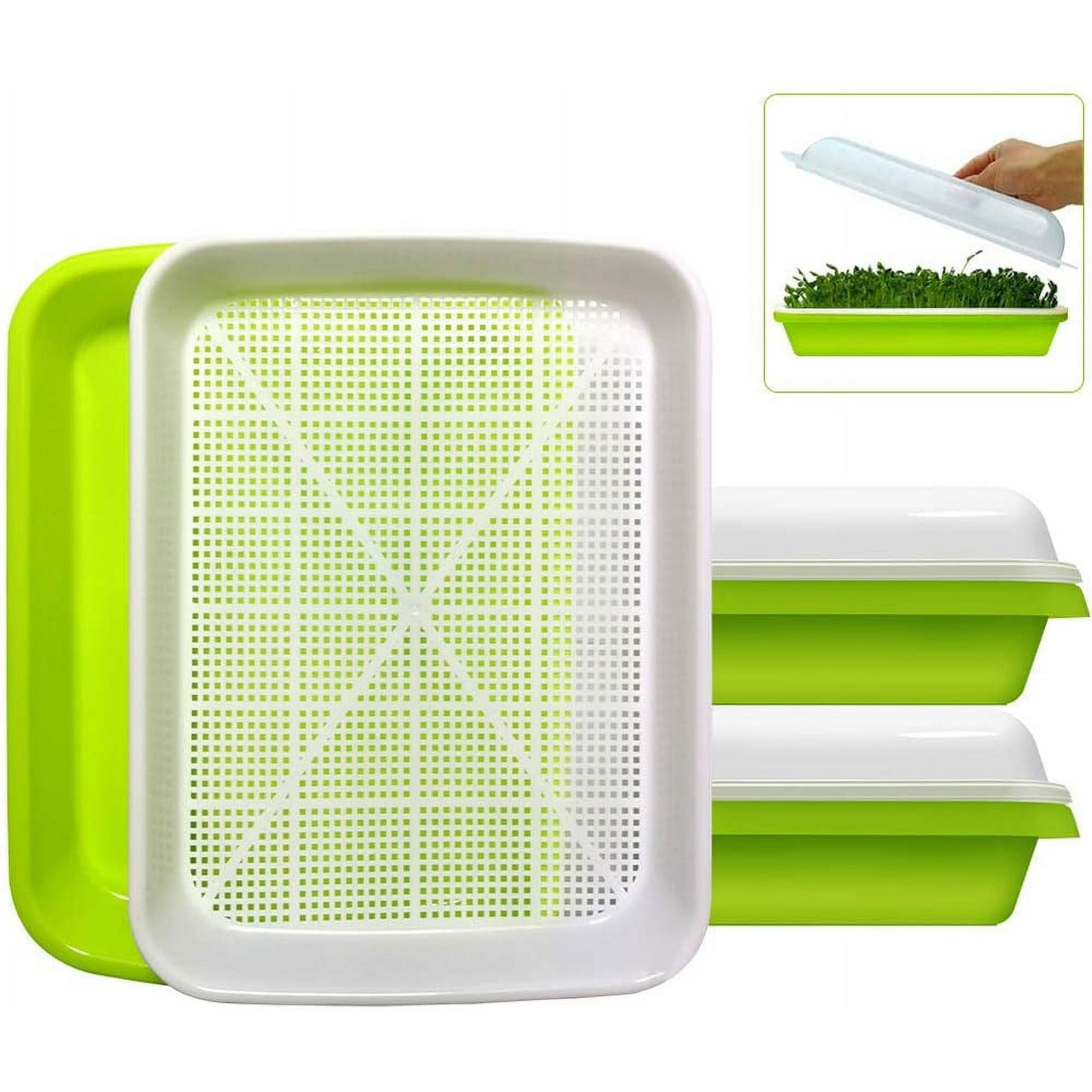 IcyFlame BPA Free Soil Less Seed Germination Tray with Lid and Drain Hole, Early Seedling Tray with Cover, Seed Sprouting Tray for Home, Nursery Tray (Green) (Pack of 3PCs) (B0CM3WH87M) Amazon Price History, Amazon Price Tracker