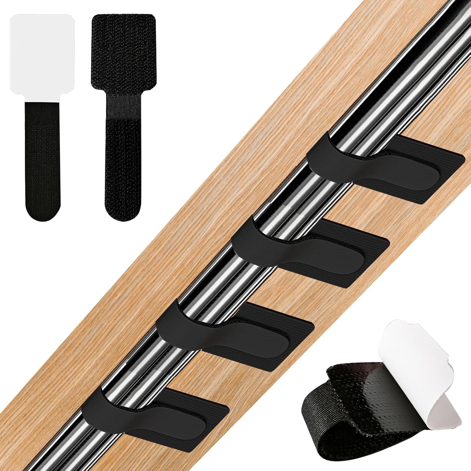 36PCS Cable Organizer Hook and Loop Cable Ties, Self Adhesive Hook and Loop Cable Straps Sticky-Back Cable Management Cord Organizer Cable Clip for Household & Office Essentials (Black*36)