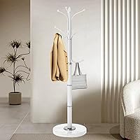 Vista 15 de Perchero con base de mármol natural, perchero moderno de metal independiente, perchero con 12 ganchos, perchero para sombreros de árbol para 12