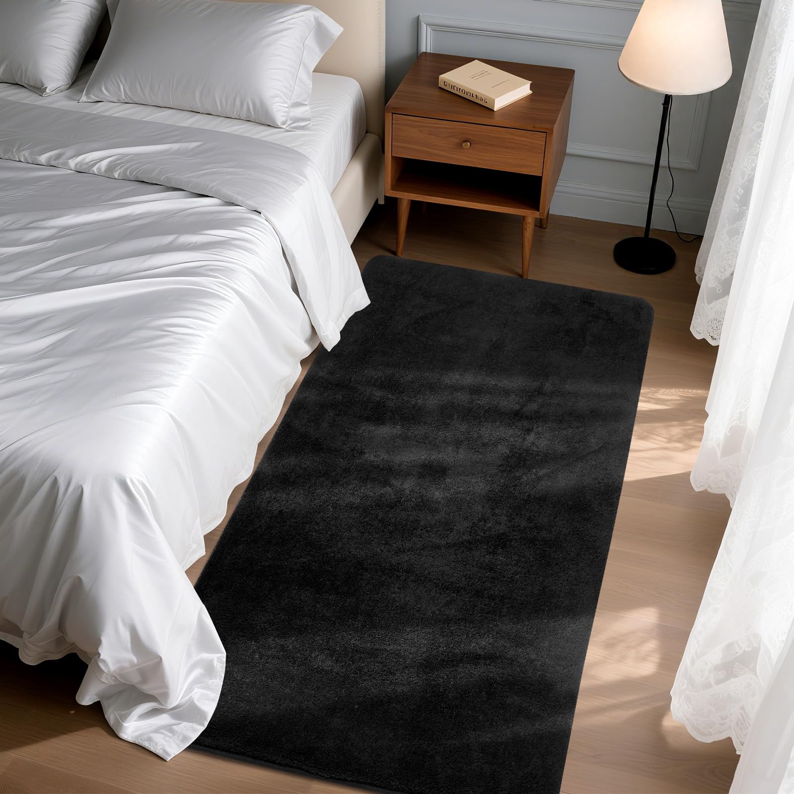 Puremy Teppich Wohnzimmer Kurzflor Anti-Rutsch Rückseite Einfarbiges Design Waschbar, 80x150cm, Dunkelgrau