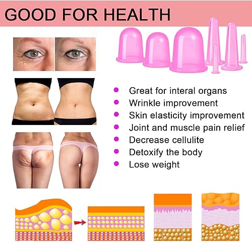 Vista 5 de MAFLY - Juego de terapia de ventosas, 7 piezas de silicona anticelulitis, tazas de masaje con succión al vacío, juegos de ventosas faciales