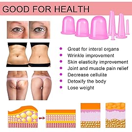 500-miles Cupping Therapy Sets 7Pcs Silicone Anti Cellulite Cup Vacuum Suction Massage Cups Facial Cupping Sets Body and Face Massager for Adults Home Use