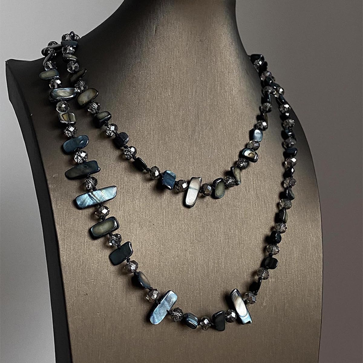 K-Elewon Colorful Irregular Beaded Long Necklace Bohemian Vintage Double-layer sweater chain Shell Beaded Long Necklace Boho Glass Beads Handmade Costume Jewelry for Women CH03 - Image 3