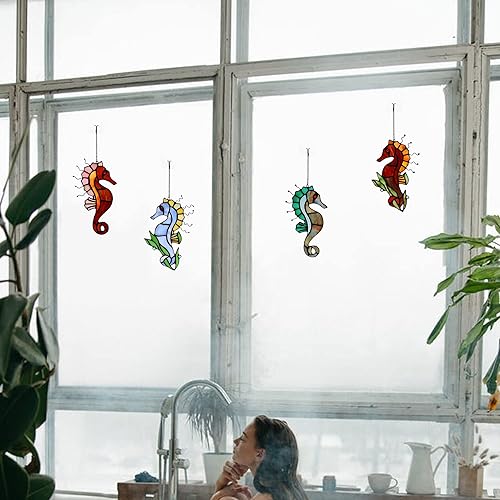 Miniatura 4 de Decoración de caballito de mar para colgar en la ventana, regalo náutico de mar, decoración temática del océano para sala de estar, baño, cocina,