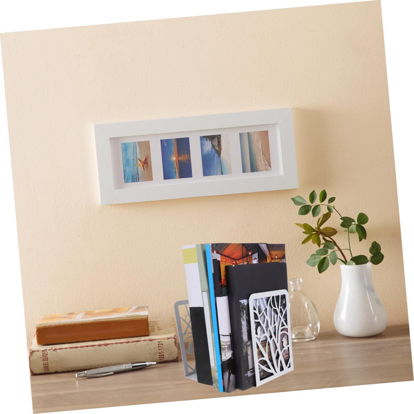 2 pezzi Fermalibri in Metallo Resistente Antiscivolo per Mensole e Scrivanie Supporto Stabile e Decorativo per Libri in e Biblioteca