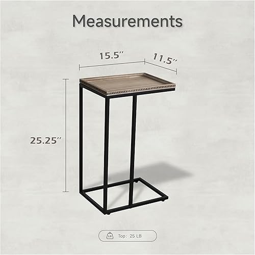 Miniatura 8 de Mesa auxiliar de sofá de mesa estilo campestre, mesa auxiliar de metal envejecido, color dorado Oro,Negro -