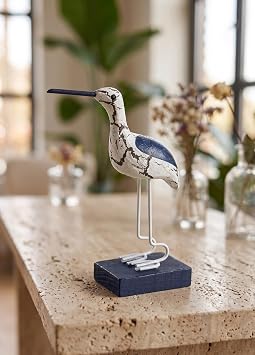 [marka] Retro Marin Stil Ahşap Kuş Biblosu 14 cm