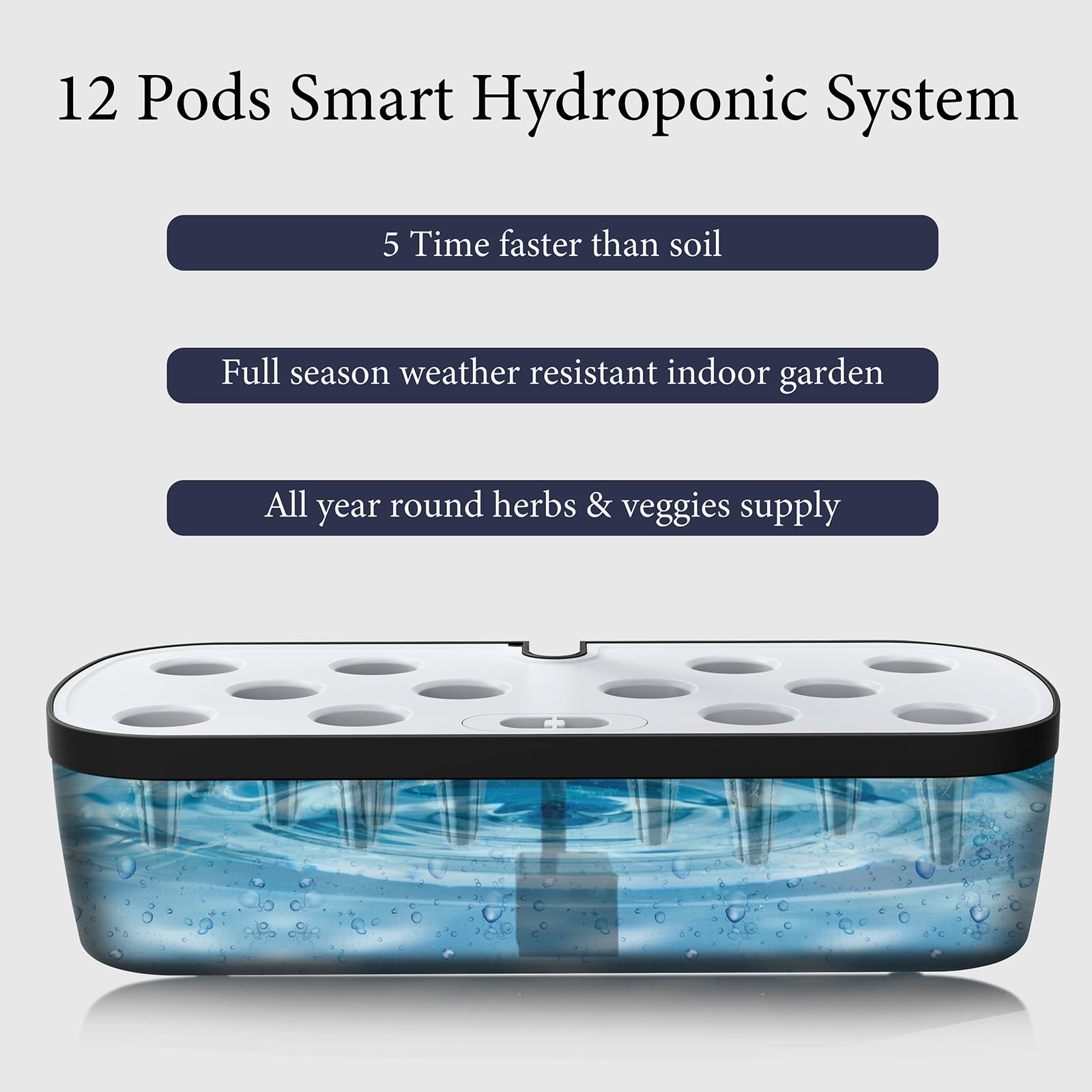 12 Pods Hydroponics Growing System, Indoor Herb Garden with LED Grow Light, Plants Germination Kit with Automatic Timer, Smart Garden Planter, Height Adjustable, for Home & Kitchen Gardening