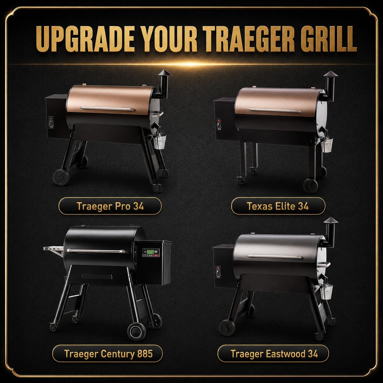 QuliMetal BAC363 Étagère pliante pour grille pour barbecues à granulés Traeger Pro 34 Series, Texas Elite 34, Century 885 et Eastwood 34 Series, Idéale pour la préparation et le stockage des aliments