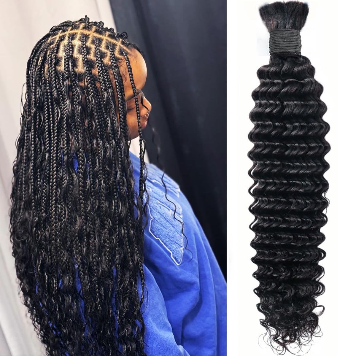 24 Inch Human Hair Bundle Deep Wave Brazilian Virgin Hair 50g Starhair 14-24 Inch Deep Wave Hair Bulk Hair for Braiding  main image 3