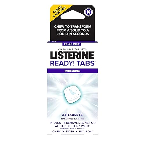 Listerine Listo Tabletas masticables blanqueadoras con sabor a menta polar para ayudar a combatir el mal aliento blanquean suavemente los dientes y