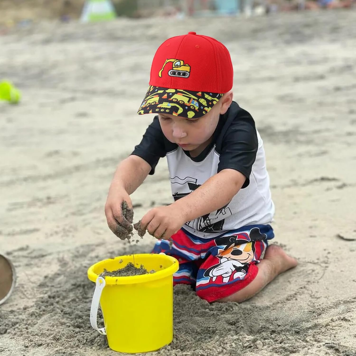 Toddler Boys Fire Truck Excavator Hat Cute Embroidered Baseball Cap Washed Cotton Vintage Hats for Kids Age 3-8 - Image 2