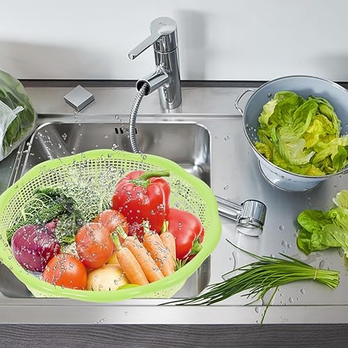 Miniatura 6 de BESPORTBLE Juego de 4 cestas de lavado de arroz de plástico y colador, colador multifuncional para verduras, frutas, pasta y preparación de masa