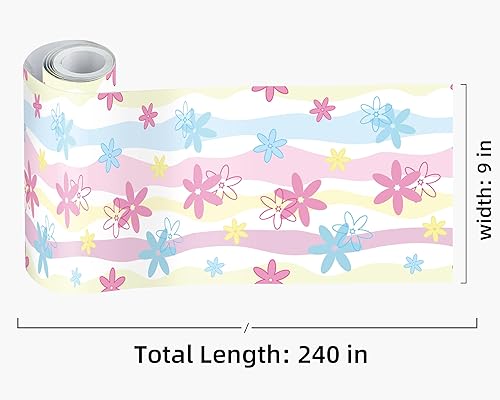 Vista 177 de FLFK Calcomanías de pared para despegar y pegar, para habitación de los niños, calcomanías de peces bajo el mar, 4 x 240 pulgadas (azul)