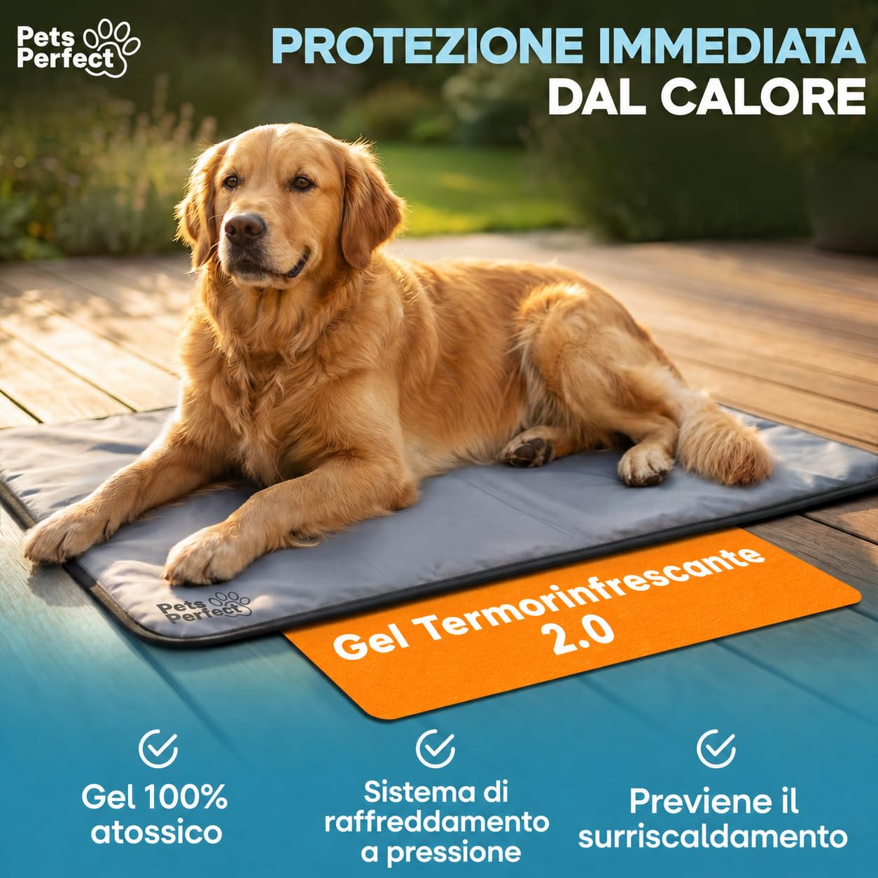 Tappetino refrigerante cane auto rinfrescante - cooling mat con gel non tossico - tappeto refrigerante per cani XL XXL e tappetino rinfrescante per gatti pieghevole