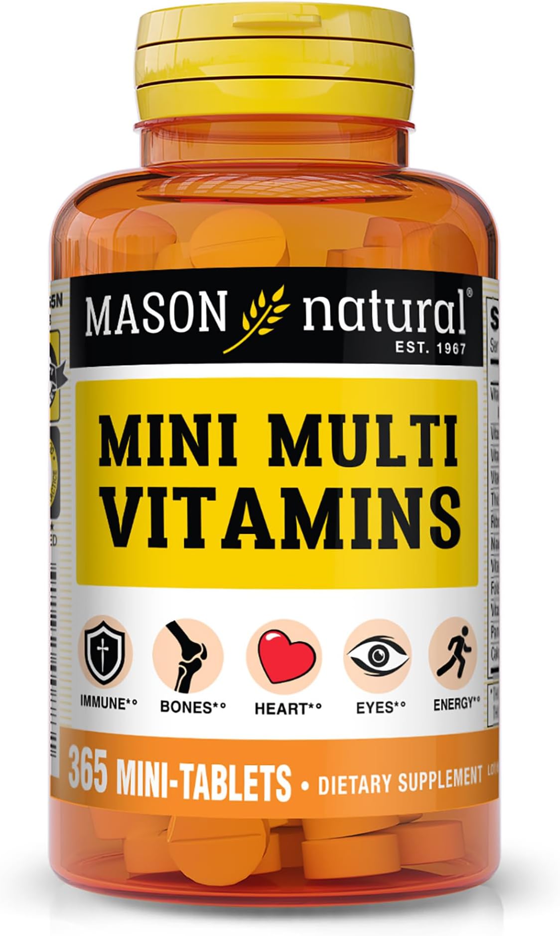 Mini Multi Vitamins, Vitamins A, C, D3, E, B1, B2, B3, B6, B12, Folate and Calcium for Overall Health, 1 Year Supply
