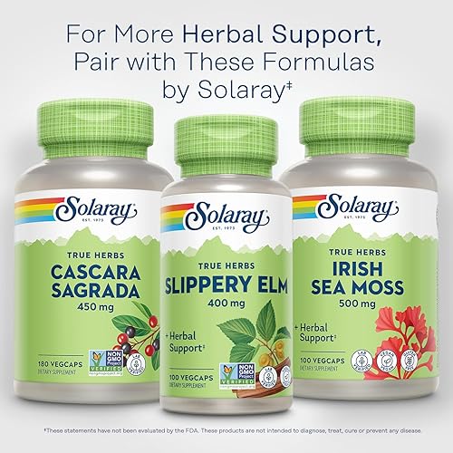 Miniatura 10 de SOLARAY Corteza de sagrada de cáscara, tapa vegetal (Btl-Plástico) 450mg 100ct