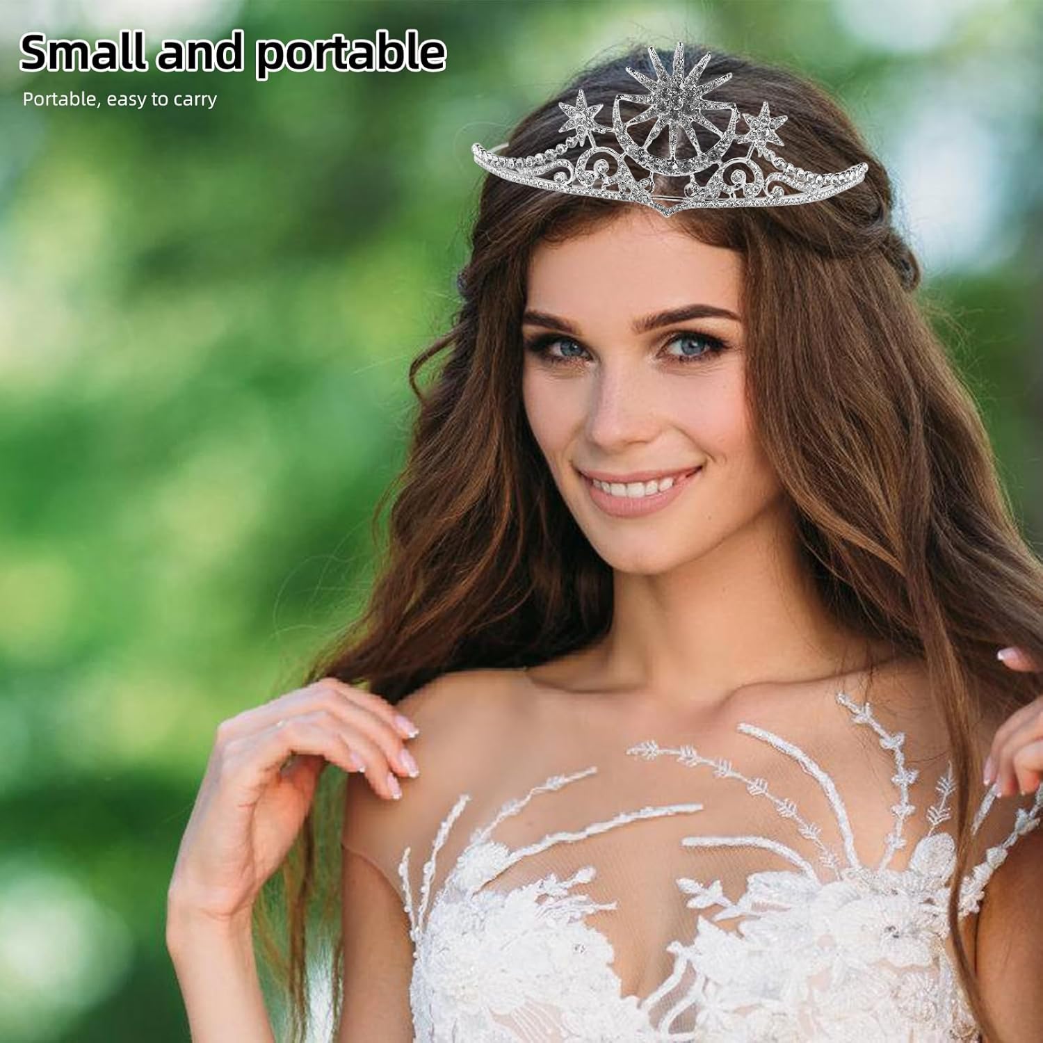 Frcolor Tiara Crowns Star Moon Wedding Crystal Bridal Headband Rhinestone Hair Band for Women - Image 4