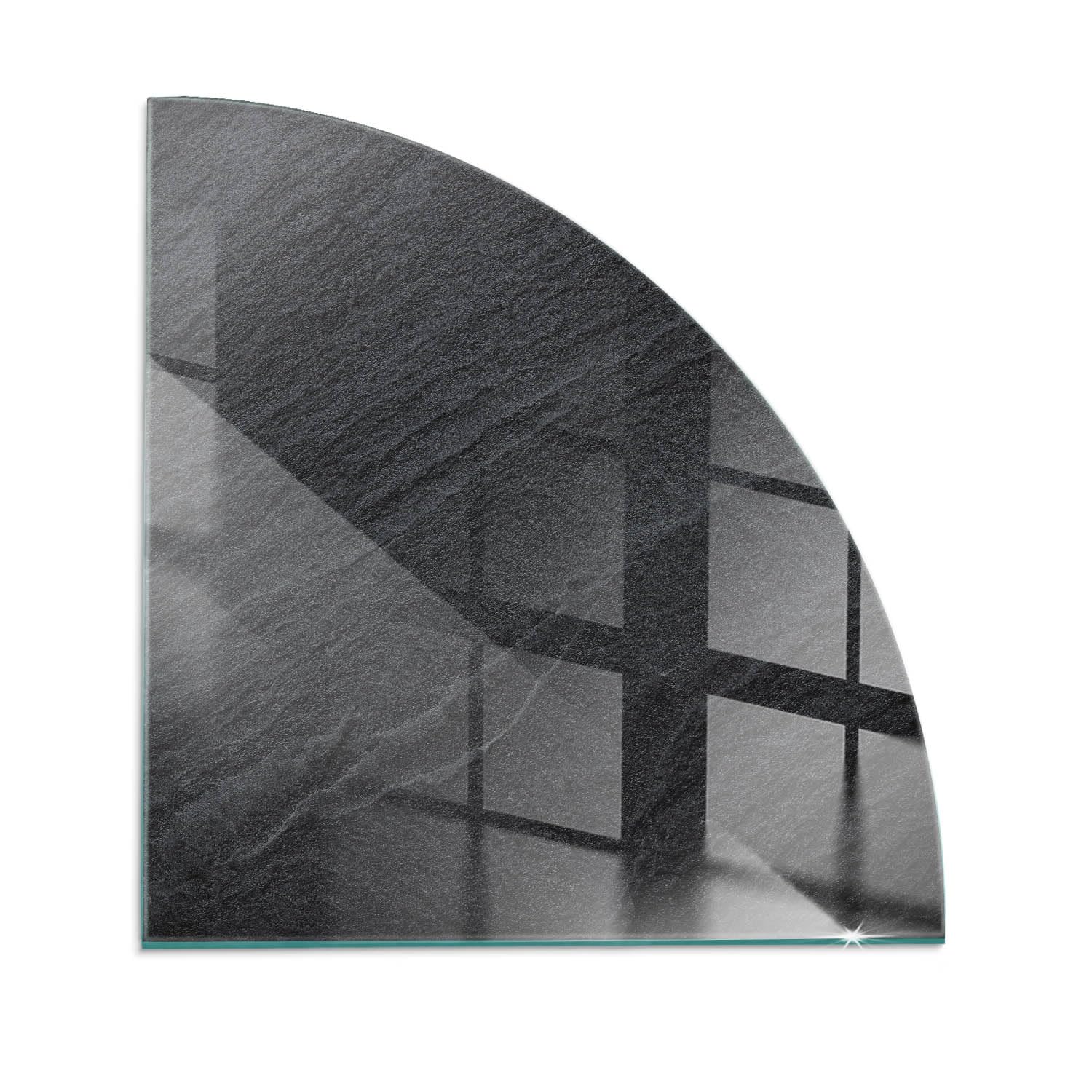 Verre Trempé pour Cheminée 1/4 100x100 cm pour Poêle Rond Résistant à la ChaleurProtecteur de Sol Imprimé Élégant Plaque de Protection Contre Les Étincelles - Texture de Pierre Naturelle