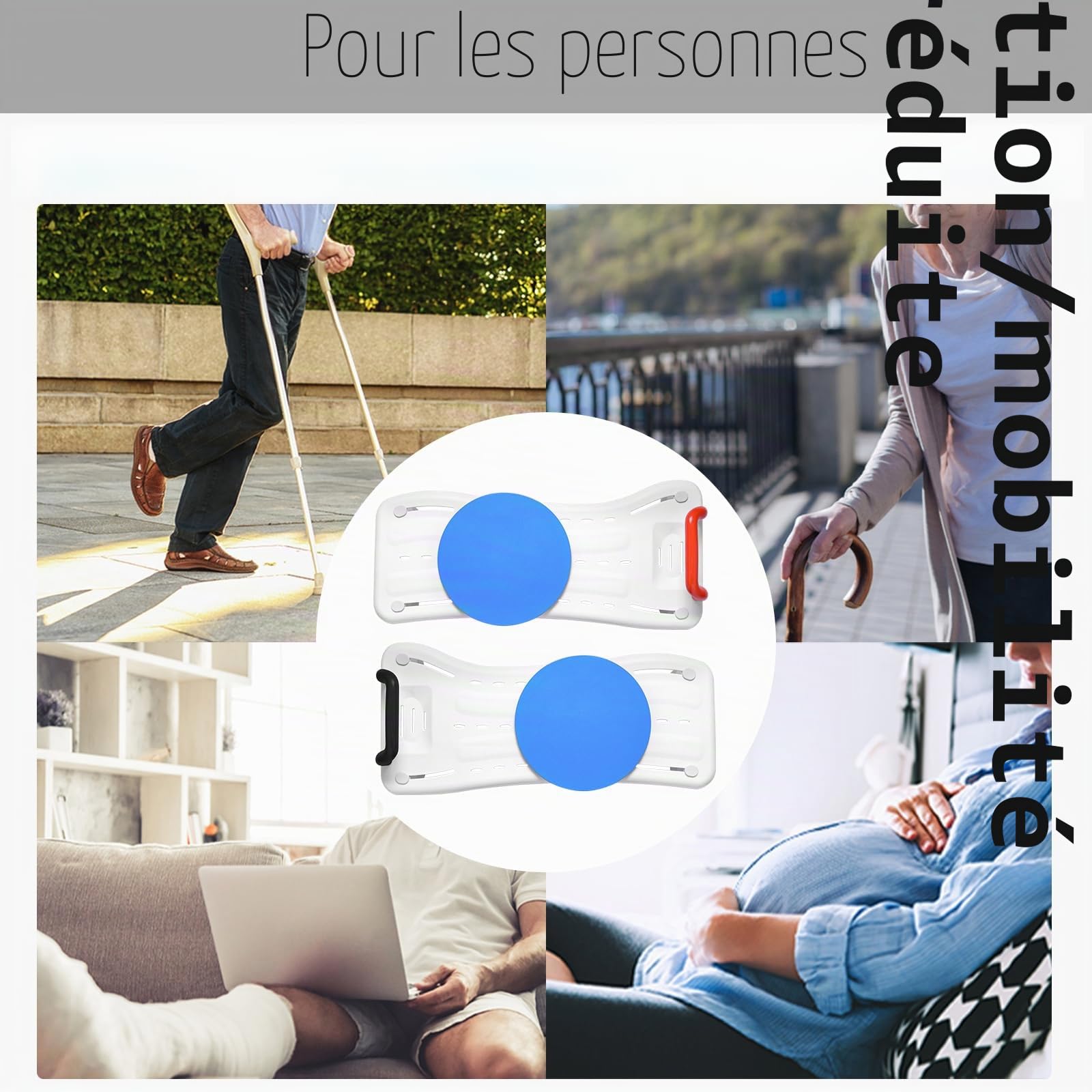 FIVMEN Planche de bain pour personnes âgées, adultes, avec poignée ergonomique et plateau rotatif, siège de baignoire antidérapant, planche de douche, planche de bain, noire