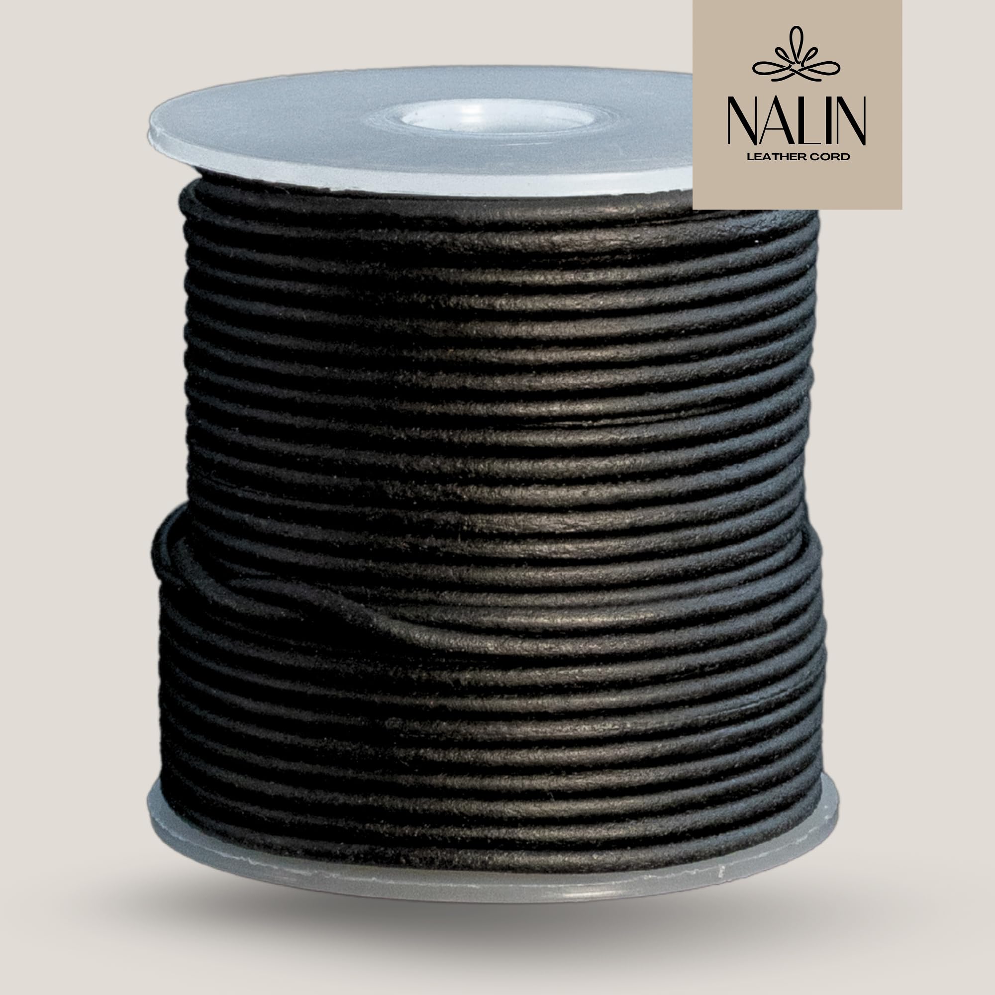Real/Genuine Round Leather Cord for Jewelry Making, Leather Strips & Strings for Necklaces, Bracelets, Braiding, Crafts – Matte Finish (Black, 1.5 mm)