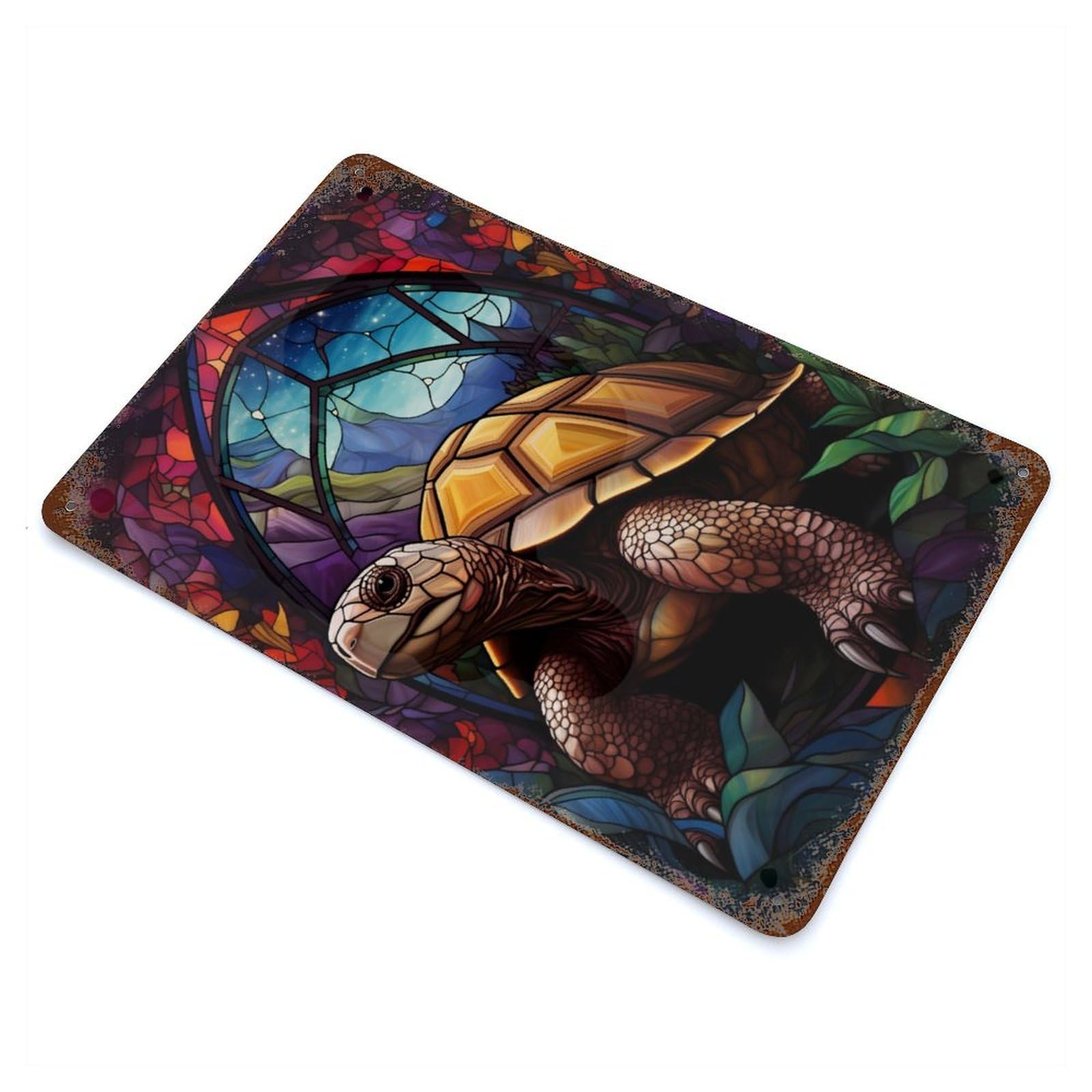 Hinged Tortoise Turtle 11.8"x7.9" Vintage Rust Metal Sign, Shabby Chic Decor for Garage, Bar And Workshop Decor