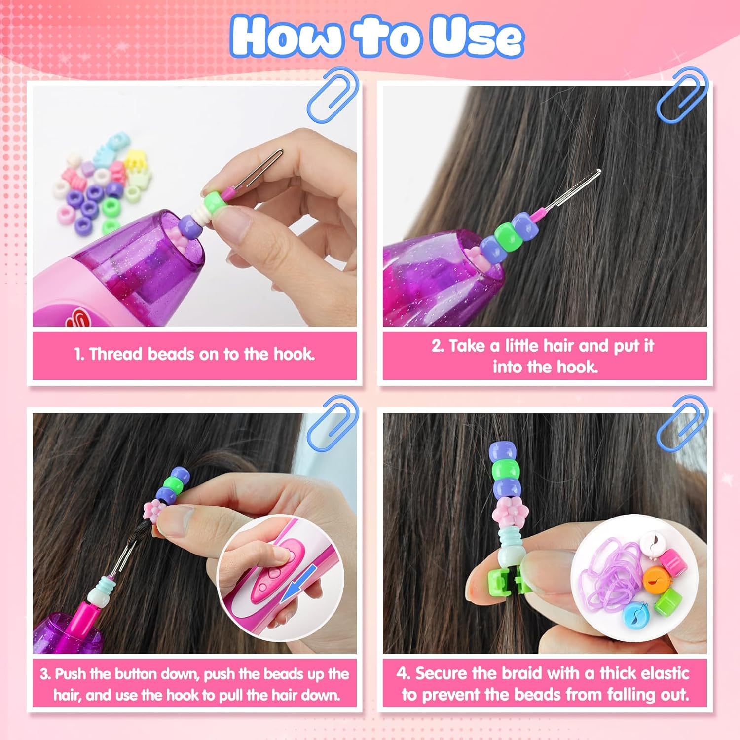 Macchina Infila Perline Bambini Set Parrucchiera Bambina Accessori Capelli Bambina Perline Treccine Capelli Bambina Crea Bracciali Perline per Capelli per Trecce Macchinetta per Perline Decora Fashion