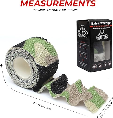 Miniatura 9 de Bear Grips Cinta de levantamiento de pesas  Cinta para pulgar, cinta atlética para muñeca, cinta para dedos  Cinta de levantamiento de pesas, cinta