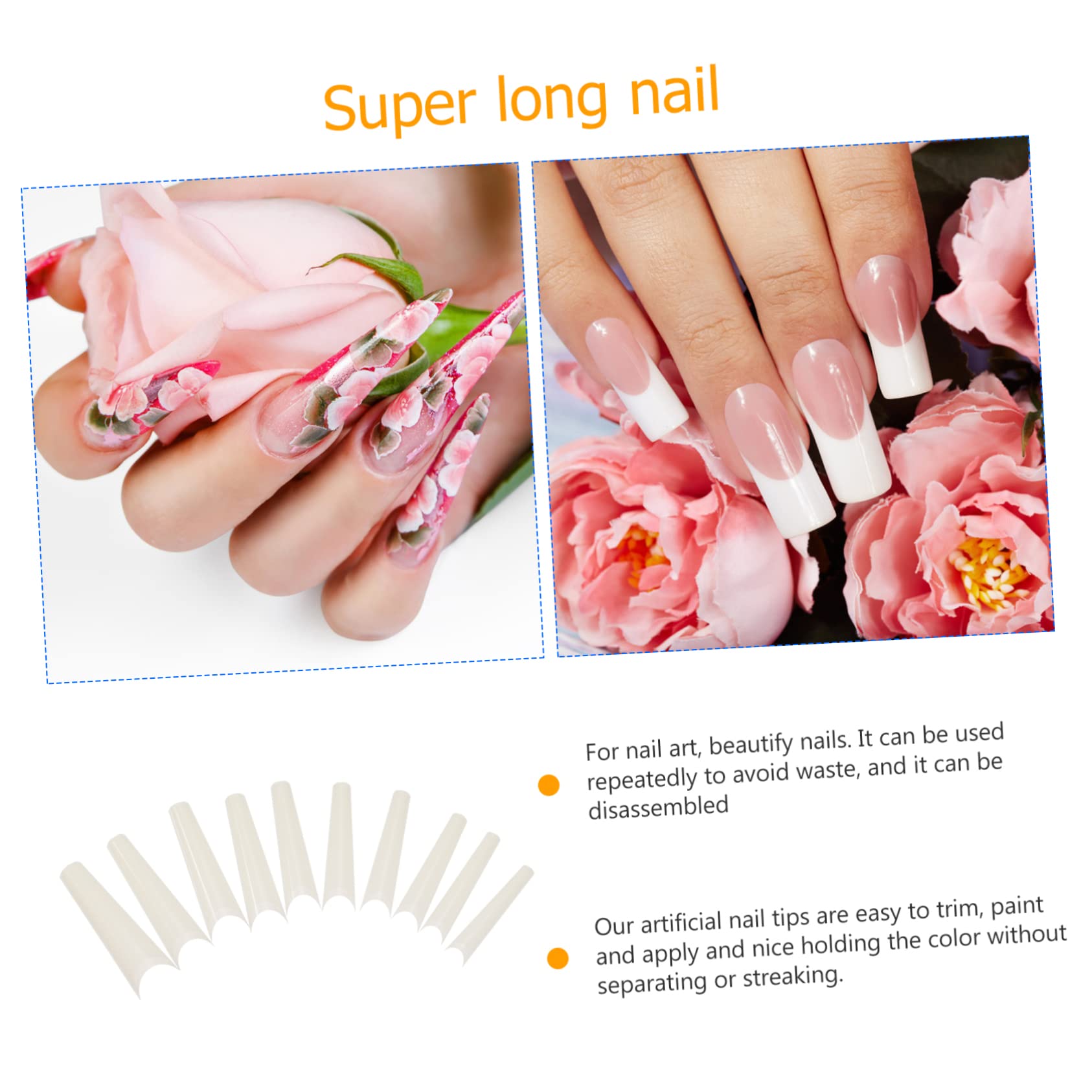 FRCOLOR 1500pezzi French Style Fake Nail Tips Per Unghie Artificiale Facili Applicare Per Nail Manicure