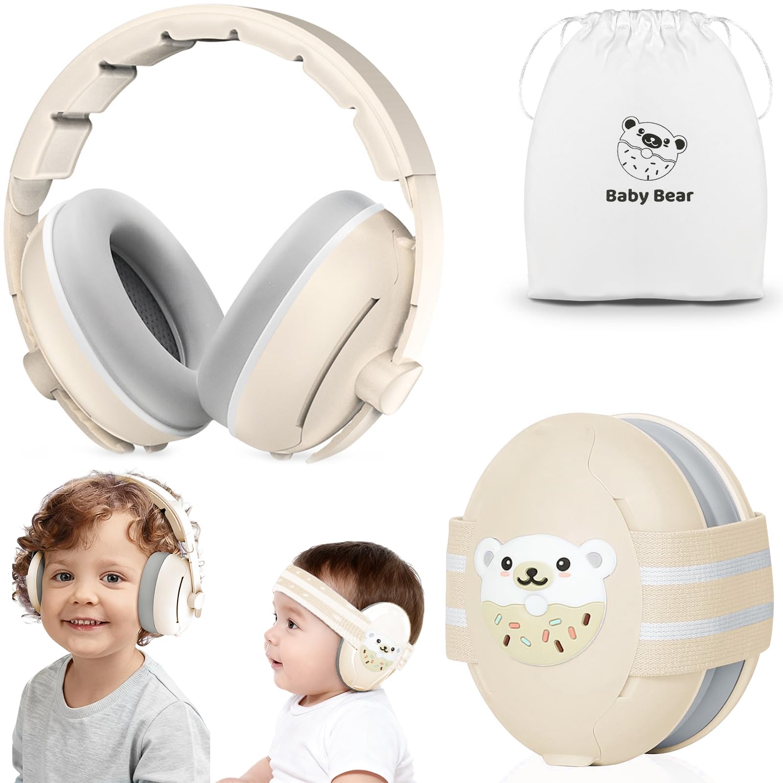 Baby Gehörschutz 0-4 Jahre,2-in-1 Baby Kopfhörer Lärmschutz 24dB,Gehörschutz für Kinder,Neugeboren Ohrenschützer mit Geräuschunterdrückung & Verstellbares Kopfband und Aktive Familien Unterwegs