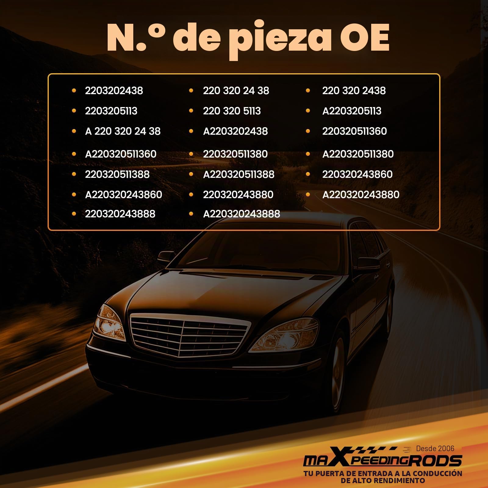 maXpeedingrods Amortiguador de Aire, Suspensión Delantera de Alta Sensibilidad y Estabilidad, Suspensión Neumática de Choque para Coche S-Class W220 S280 S320, Ajuste Preciso y Instalación Fácil.