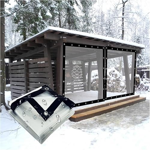 Lonas duraderas de invierno transparentes con ojales, cortinas resistentes a la intemperie para exteriores, bloquean la lluvia, nieve, viento, hoja