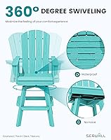 Vista 3 de SERWALL Silla de bar Adirondack giratoria de HDPE, silla Adirondack giratoria para balcón, taburetes de bar de altura de barra al aire libre
