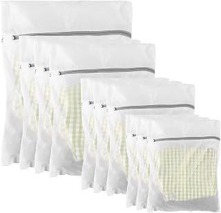 MDSXO 10 Pack Mesh Laundry Bags for Delicates - Non-Rust Zipper, 1XL/3L/3M/3S Sizes Protect Bra, Socks, Lingerie in Washing Machine